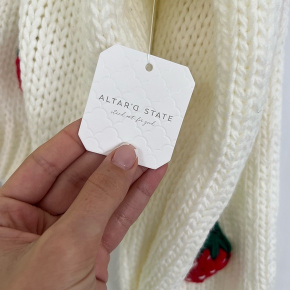 Altar’d State 3D Strawberry Cardigan Sweater NWT - Picture 6 of 9